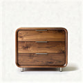 Commode en bois de noyer avec trois tiroirs et pieds en métal 50 x 45 x 40cm