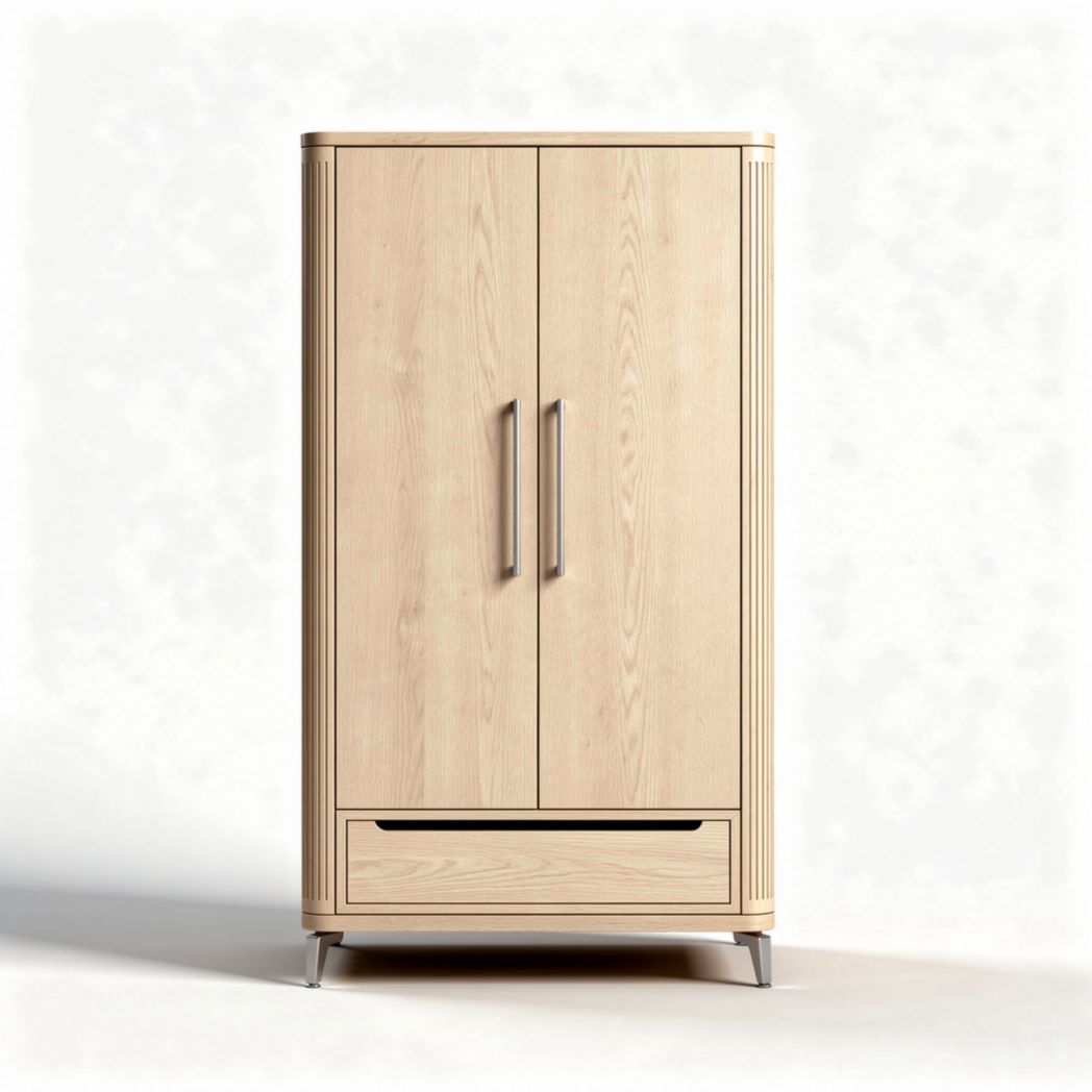 Armoire en bois clair avec deux portes et un tiroir dimensions 80 x 40 x 180cm