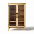 Armoire en bois avec portes en verre 80 x 40 x 120cm couleur dorée