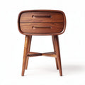Table de chevet en bois massif noyer avec deux tiroirs 40 x 30 x 60cm
