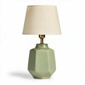 Lampe de table en céramique verte avec abat-jour en lin 30 x 15 x 45cm