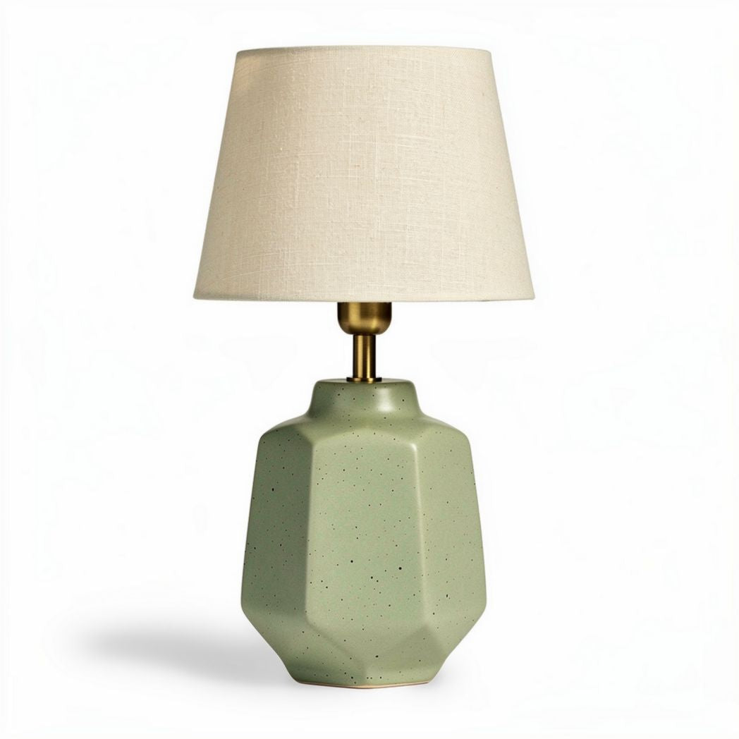 Lampe de table en céramique verte avec abat-jour en lin 30 x 15 x 45cm