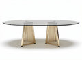 Table design oval en verre noir avec pieds en métal doré 200 x 100 x 75cm