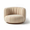 Fauteuil rond en tissu beige pour salon dimensions 80 x 80 x 70cm