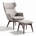 Fauteuil en tissu gris avec repose-pieds en bois dimensions 85 x 75 x 110cm